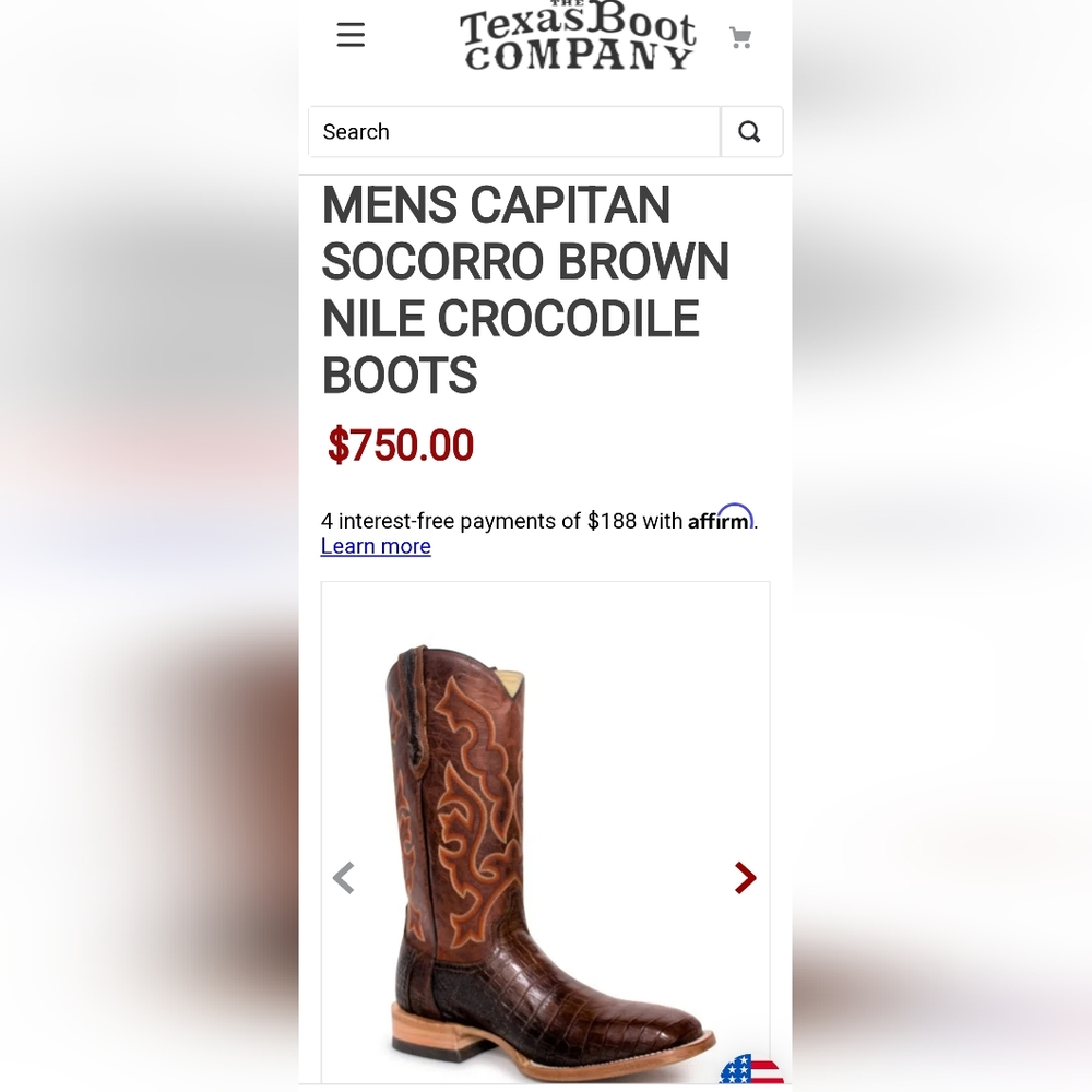 SOLD! Capitan Mens Socorro Nile Crocodile Western Cowboy Boots 10EE, New w/ tags
